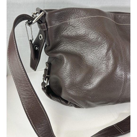 Coach Chocolate Brown Duffle Bucket Bag Pebbled Leather Shoulder Purse F15064 - Picture 14 of 16